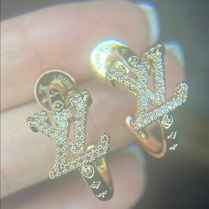 Gold Logo Script Stud Earrings - Designer Inspired